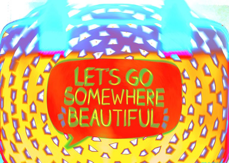 colourful stylistic suitcase